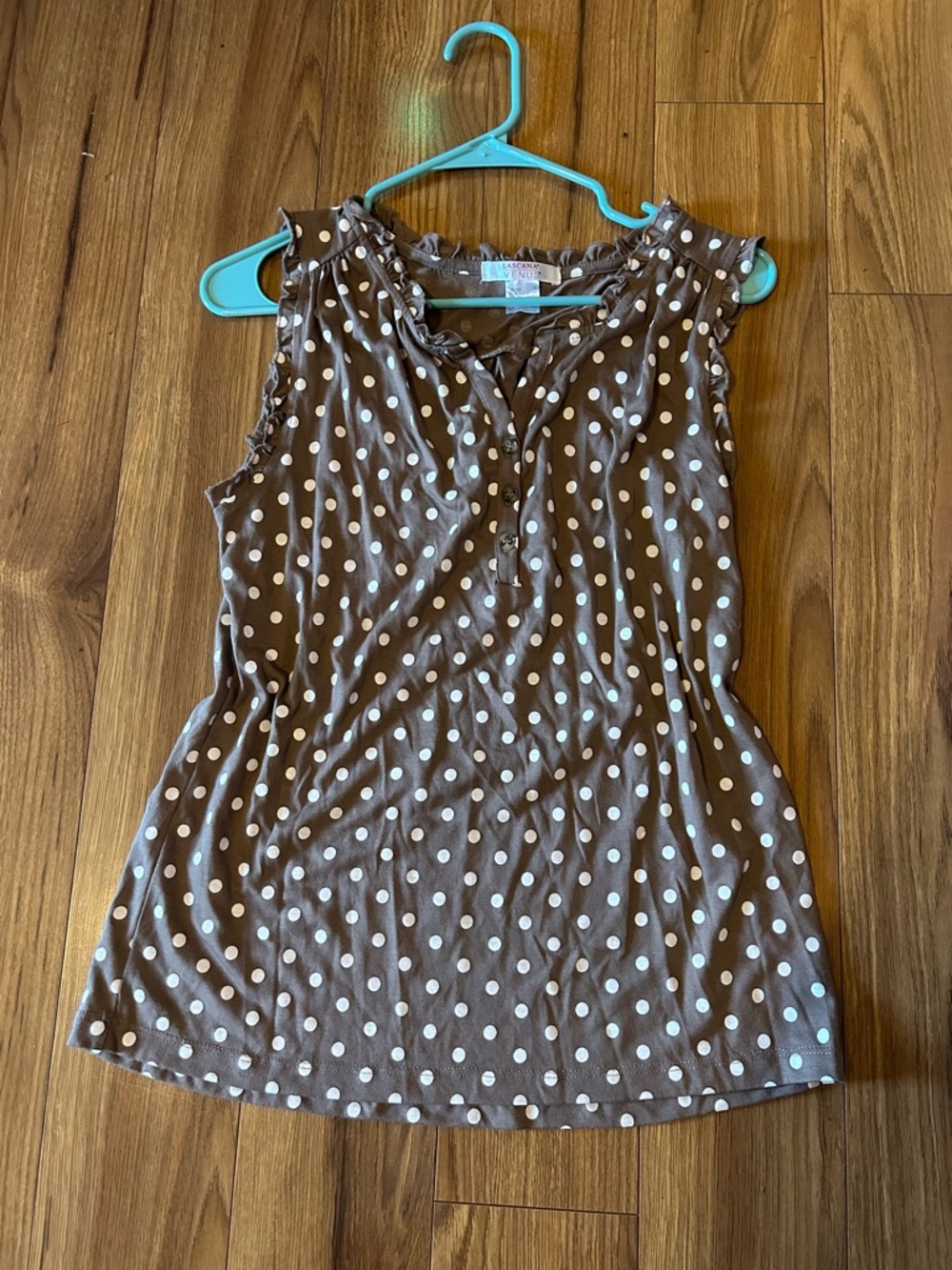 Women’s Sleeveless Polka Dot Top - Brown/White